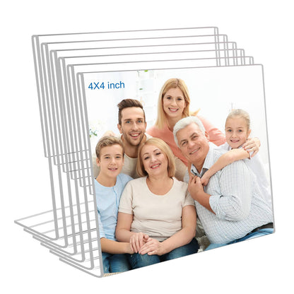 4x6 Acrylic Picture Frames, Set Of 6 Clear Acrylic Frameless Gift for Desktop Display, Standing Picture or Display Sign Holder with Inserts for Home Office - Horizontal