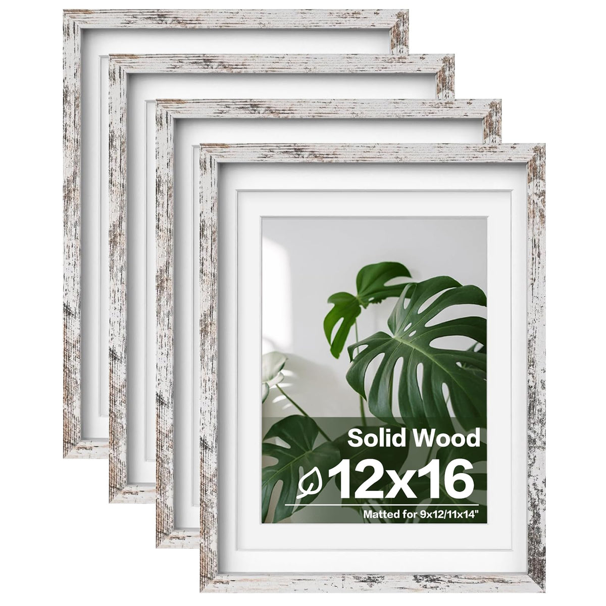 Egofine 8x10 Picture Frames Set of 4, Made of Solid Wood Covered by Plexiglass 4x6 and 5x7 with Mat or 8x10 without Mat, for Table Top Display and Wall Mounting Photo Frame Black
