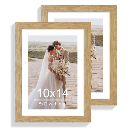 Hongkee 8x11 Picture Frame Set of 2, Real Glass, Rustic Brown Wood Frame