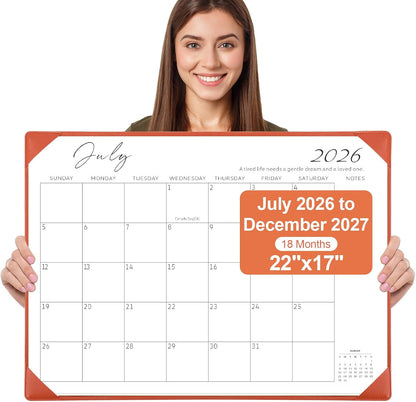 Desk Calendar 2026-2027 with Desktop Mat,22x17'' Large Desktop Pad Calendar