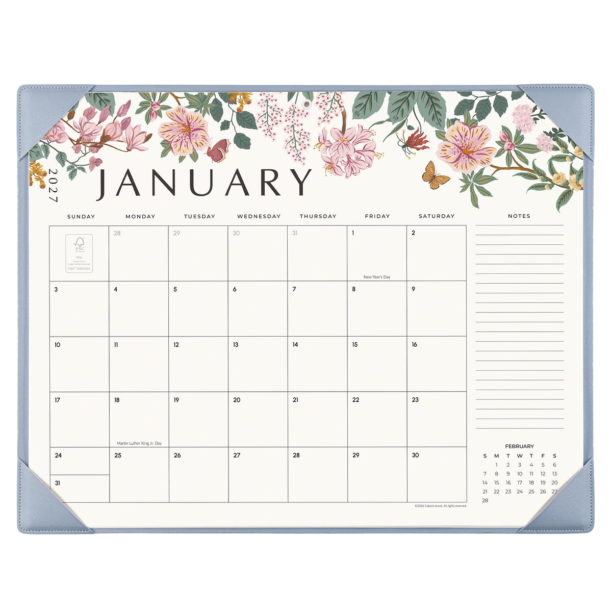 Cabbrix Desk Calendar 2027, Large Desk Pad Calendar 22 x 17" (Black)