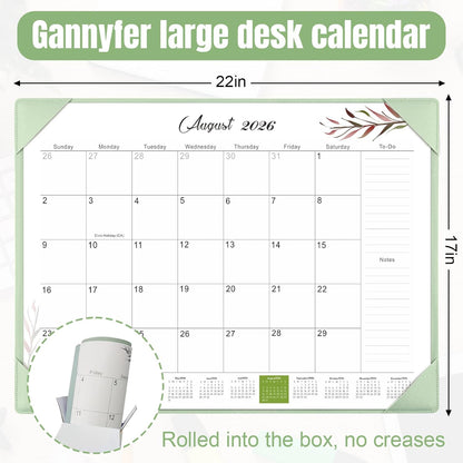 Desk Calendar 2026-2027 with Desktop Mat,22x17'' Large Desktop Pad Calendar