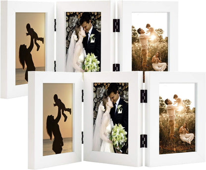 Golden State Art, 5x7 Triple Picture Frame Black- Real Glass, 1 Pack