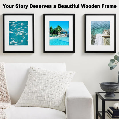 RPJC 11x14 Solid Wood Picture Frame Real Glass Cover Black