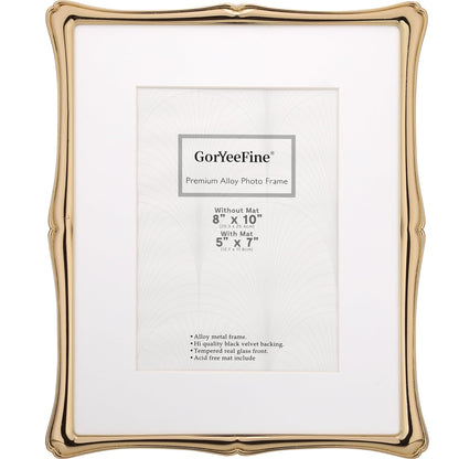 Silver 8x10'' Premium Alloy Picture Frame with Acid Free Mat for 5x7'',Luxury Hi-End Photo Frames 5x7'' with Black Velevt Backing for Desktop and Wall Hanging