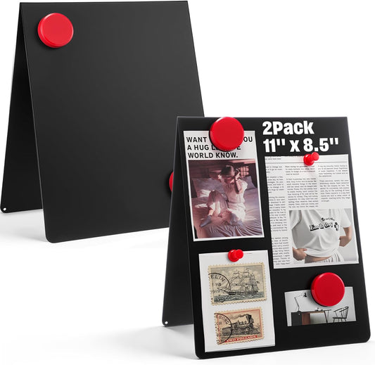 Fainne 2 Pack 11 x 8.5 Inch Metal Magnetic Board with Stand, Double-Sided