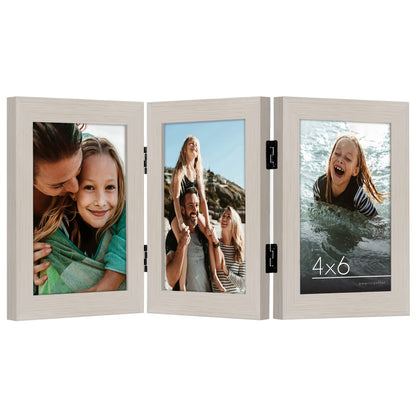 Americanflat Hinged 8x10 Picture Frame with Shatter-Resistant Glass - Double Picture Frames with Engineered Wood - Signature Collection - Photo Frame for Tabletop Display - Black