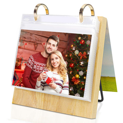 ZEEYUAN 5x7 Landscape Picture Frame for Office Desk 5x7 Flip Photo Album Horizontal Standing on Tabletop Photo Collection, Mother's Day Gift for Mom From Daughter Son