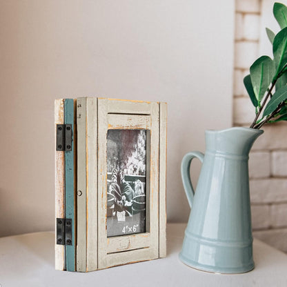 RiteSune Rustic Picture Frame 3 Folding 5X7 Triple Hinged