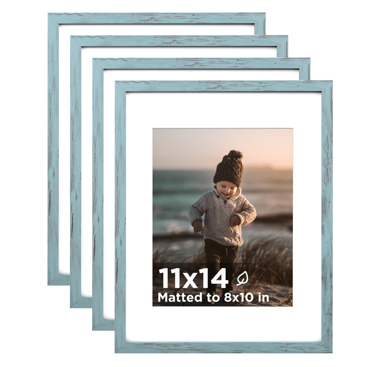 KINLINK 5x7 Picture Frames, Mix Color Photo Frames with Plexiglass for Picture 4x6 with Mat or 5x7 without Mat, Composite Wood Picture Frames for Table Top and Wall Mounting, Set of 4