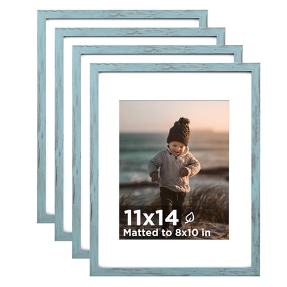 KINLINK 5x7 Picture Frames, Mix Color Photo Frames with Plexiglass for Picture 4x6 with Mat or 5x7 without Mat, Composite Wood Picture Frames for Table Top and Wall Mounting, Set of 4