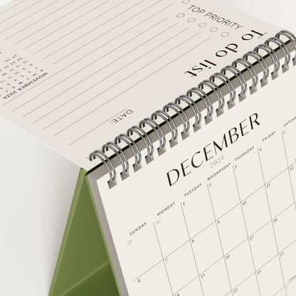 Jotsome Desk Calendar 2026-2027, Small Standing Flip Desktop Calendar