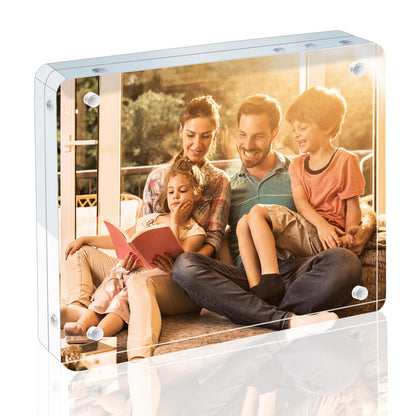 Egofine 4x6 Acrylic Frames 6 Pack, 20mm Thicker Frameless Clear Picture Frames, Double Sided Magnetic Picture Frames, Free Standing Desktop Display