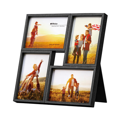 3.5x5 Collage Picture Frame 4 Openings, FSC Certified MDF Wood Family Photo Frame with HD Glass for Desktop & Wall Mount, Multi Picture Frames Set for Baby Nursery Room Decor, Natural