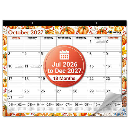 CRANBURY 2026-2027 Desk Calendar 22x17, 18-Month Monthly Planner