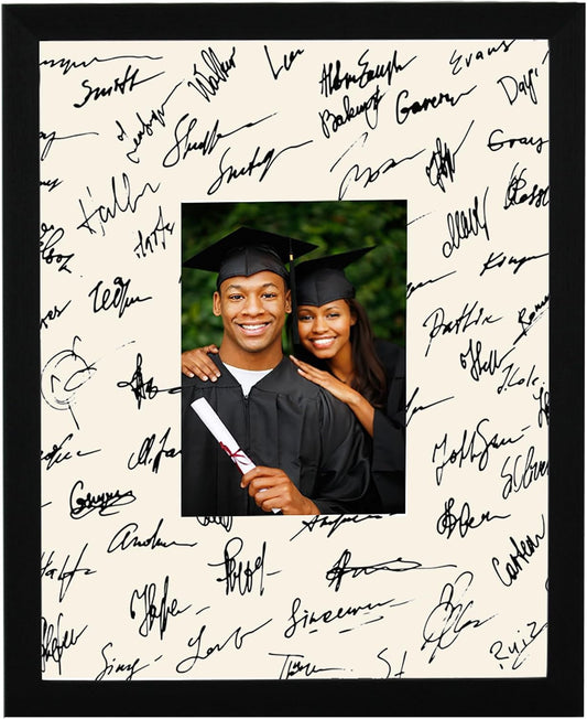 GarduationMall 11x14 Signature Picture Frame Holds 5x7 Photo with White Mat for Wedding Graduation | Wall or Tabletop Display