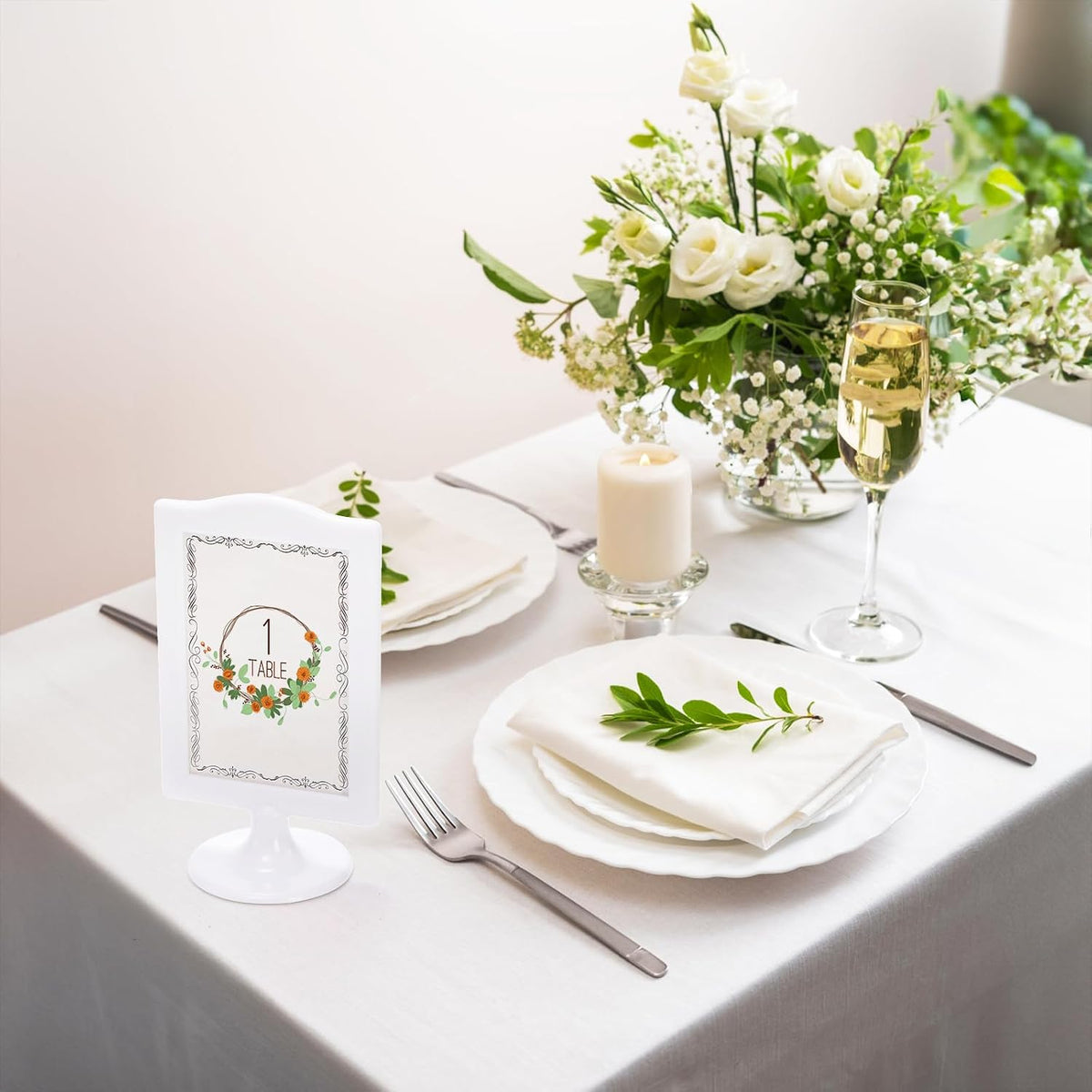 Lawei 10 PCS Double Sided Standing Picture Frames 4x6 Inch, Plastic Pedestal Photo Frame Bulk, White Vertical Picture Holder with Inserts & Base, Display Picture Frames for Wedding, Table