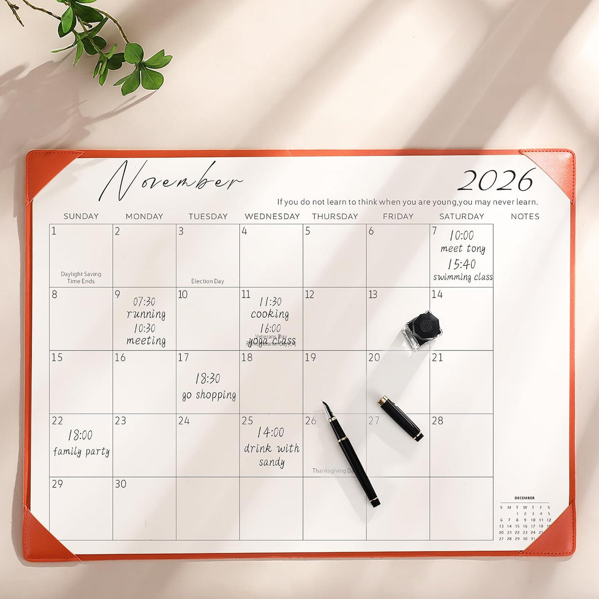 Desk Calendar 2026-2027 with Desktop Mat,22x17'' Large Desktop Pad Calendar