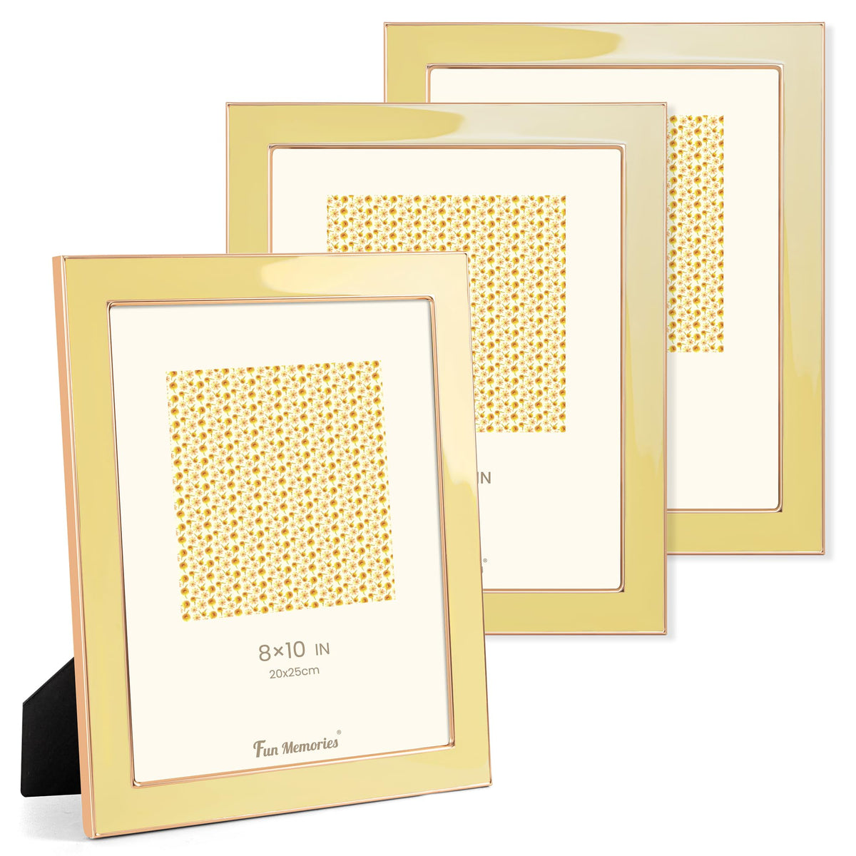 Fun Memories 4x6 Enamel Picture Frame with HD-Tempered Glass, Gold Metal Edge with Easel, Vertical & Horizontal Display, Wall and Tabletop Display Family Photo Gallery (White Enamel,1P)