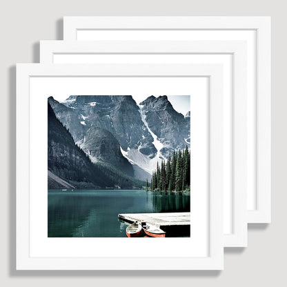 Hongkee 12x12 White Picture Frames Set of 3, Real Glass, Wood Frame,Mat 8x8