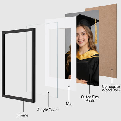 eletecpro 11x14 Signable Picture Frame with Clear Acrylic Cover, Signature Photo Frame with Mat Display 5x7 Photo for Tabletop or Wall, Wedding Guest Book Alternative, Graduation Decoration, Black