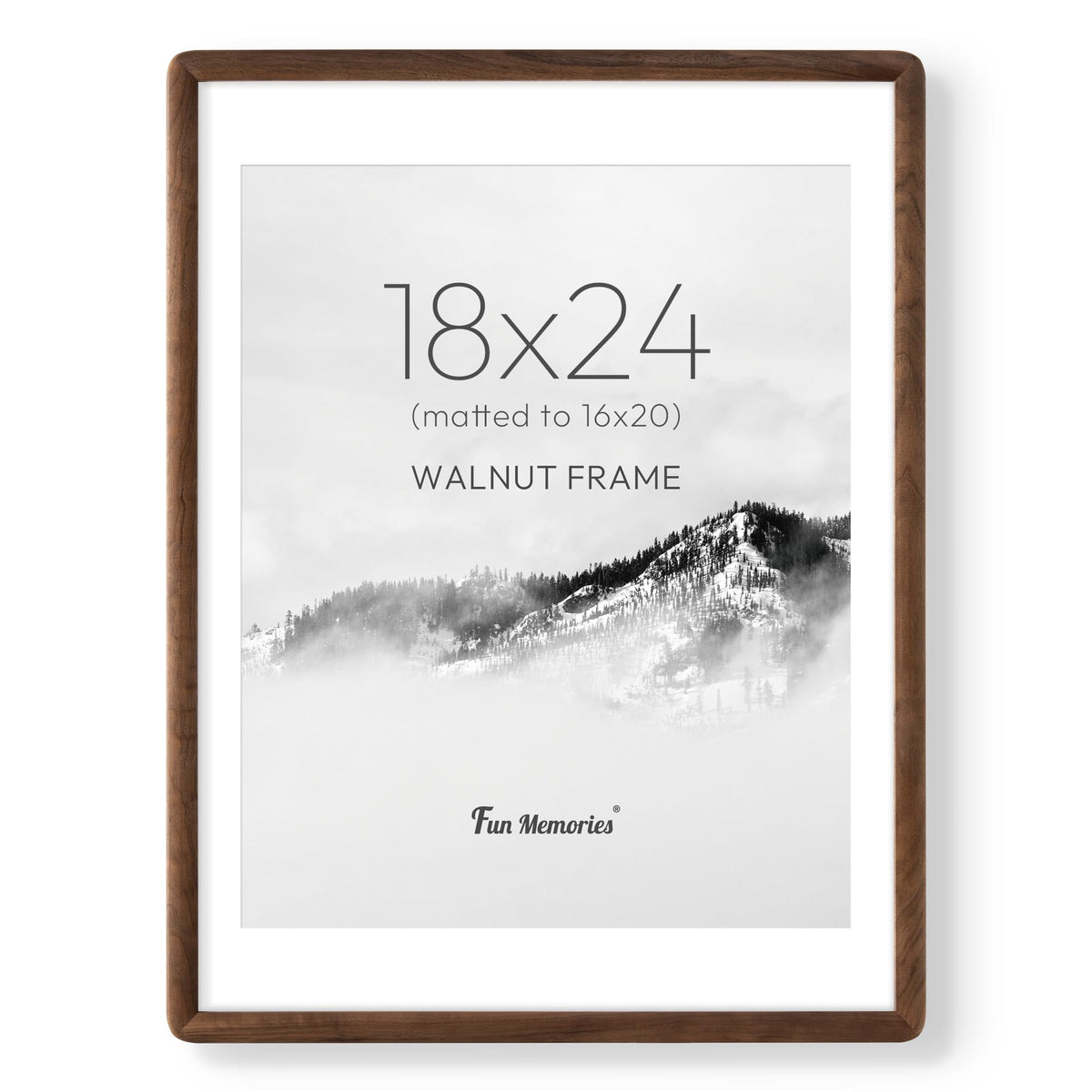 6x6 Picture Frame, USA-Sourced Walnut Wood Photo Frame with Tempered Glass, Handcrafted Rustic Farmhouse Frame for Wall & Tabletop Display, Matted to 4x4