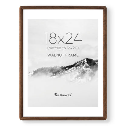 6x6 Picture Frame, USA-Sourced Walnut Wood Photo Frame with Tempered Glass, Handcrafted Rustic Farmhouse Frame for Wall & Tabletop Display, Matted to 4x4