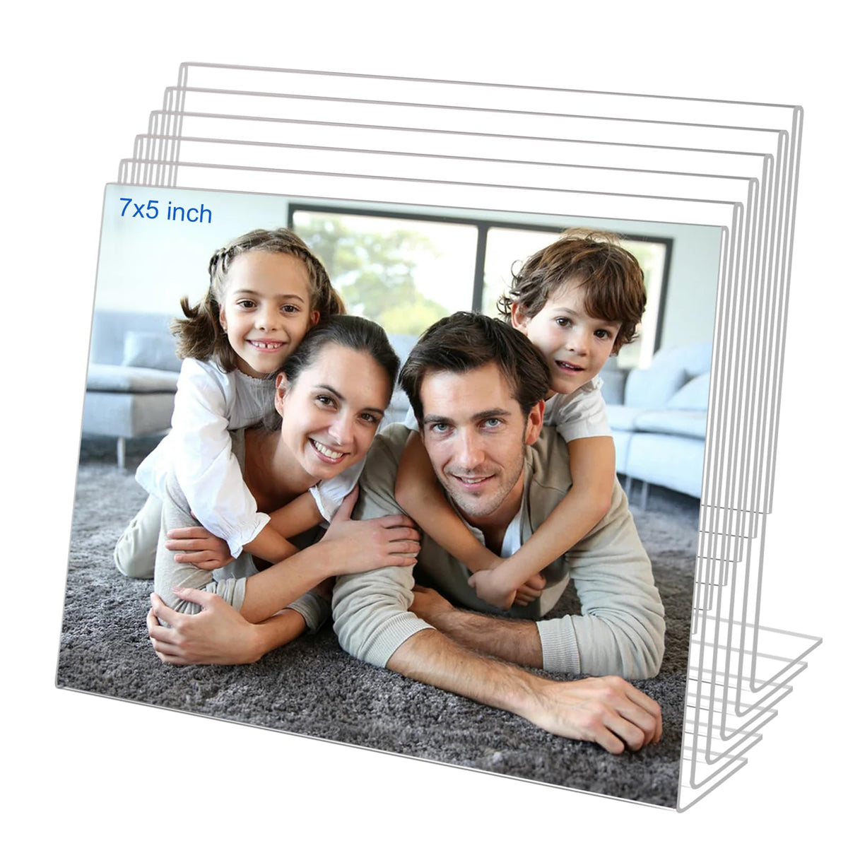 4x6 Acrylic Picture Frames, Set Of 6 Clear Acrylic Frameless Gift for Desktop Display, Standing Picture or Display Sign Holder with Inserts for Home Office - Horizontal
