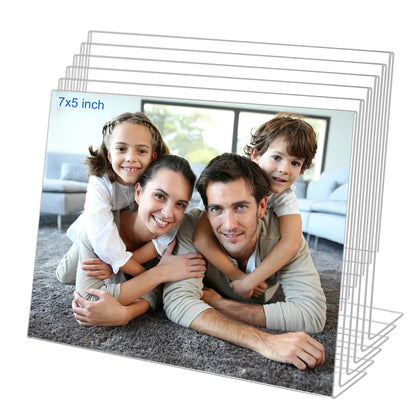 4x6 Acrylic Picture Frames, Set Of 6 Clear Acrylic Frameless Gift for Desktop Display, Standing Picture or Display Sign Holder with Inserts for Home Office - Horizontal