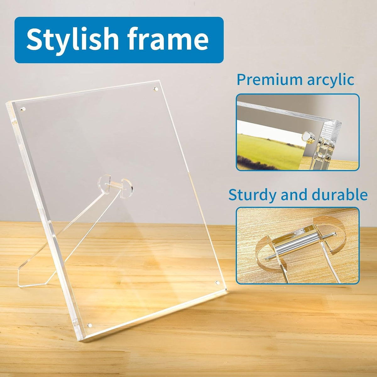 AITEE 5x7 Acrylic Picture Frame 3 Pack, Clear Lucite Frame with Stand