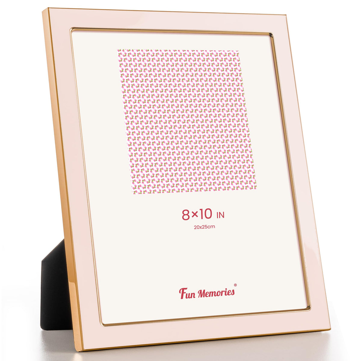Fun Memories 4x6 Enamel Picture Frame with HD-Tempered Glass, Gold Metal Edge with Easel, Vertical & Horizontal Display, Wall and Tabletop Display Family Photo Gallery (White Enamel,1P)
