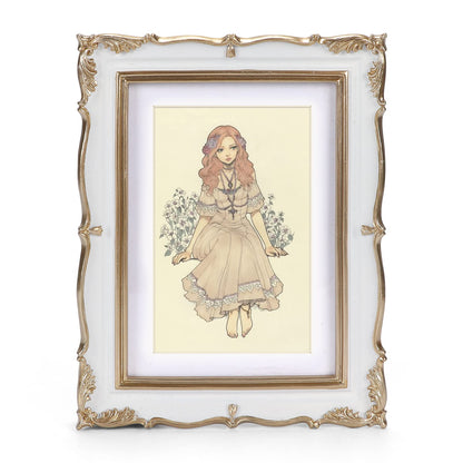 PHAREGE Vintage Picture Frame with Mat for 5x7 Photo, Retro Green Gold