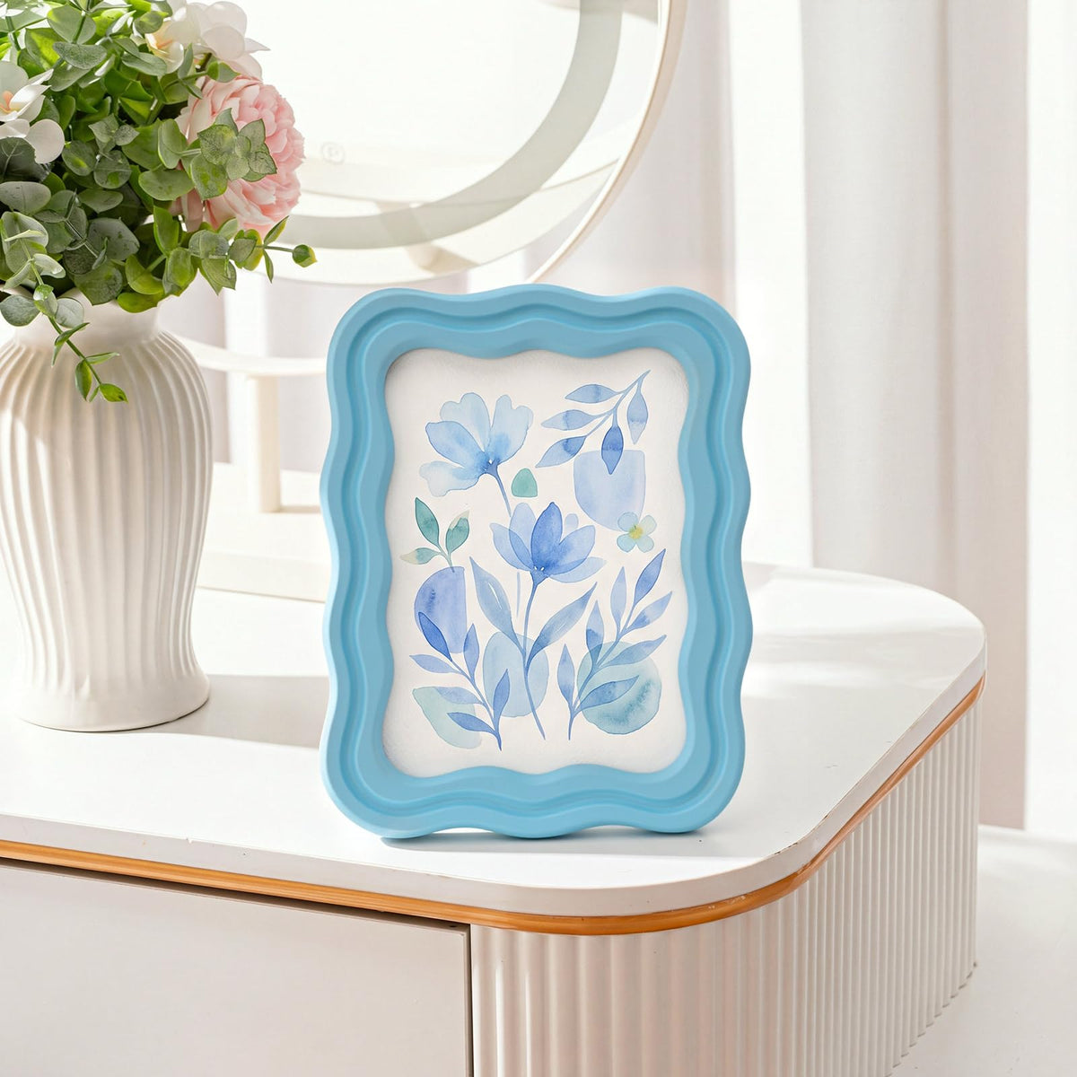 3 Pack 4 x 6 Inch Scalloped Picture Frame with Real Glass, Retro Colors