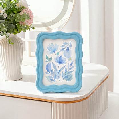 3 Pack 4 x 6 Inch Scalloped Picture Frame with Real Glass, Retro Colors