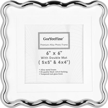 3-2x3'' Silver Heavy-Duty Zinc Alloy Picture Frames,Wave Design Silver Picture Frame Multi 3x2'' Photo Frame,with Black Premium Velvet Backing,for Desktop and Wall Hanging.