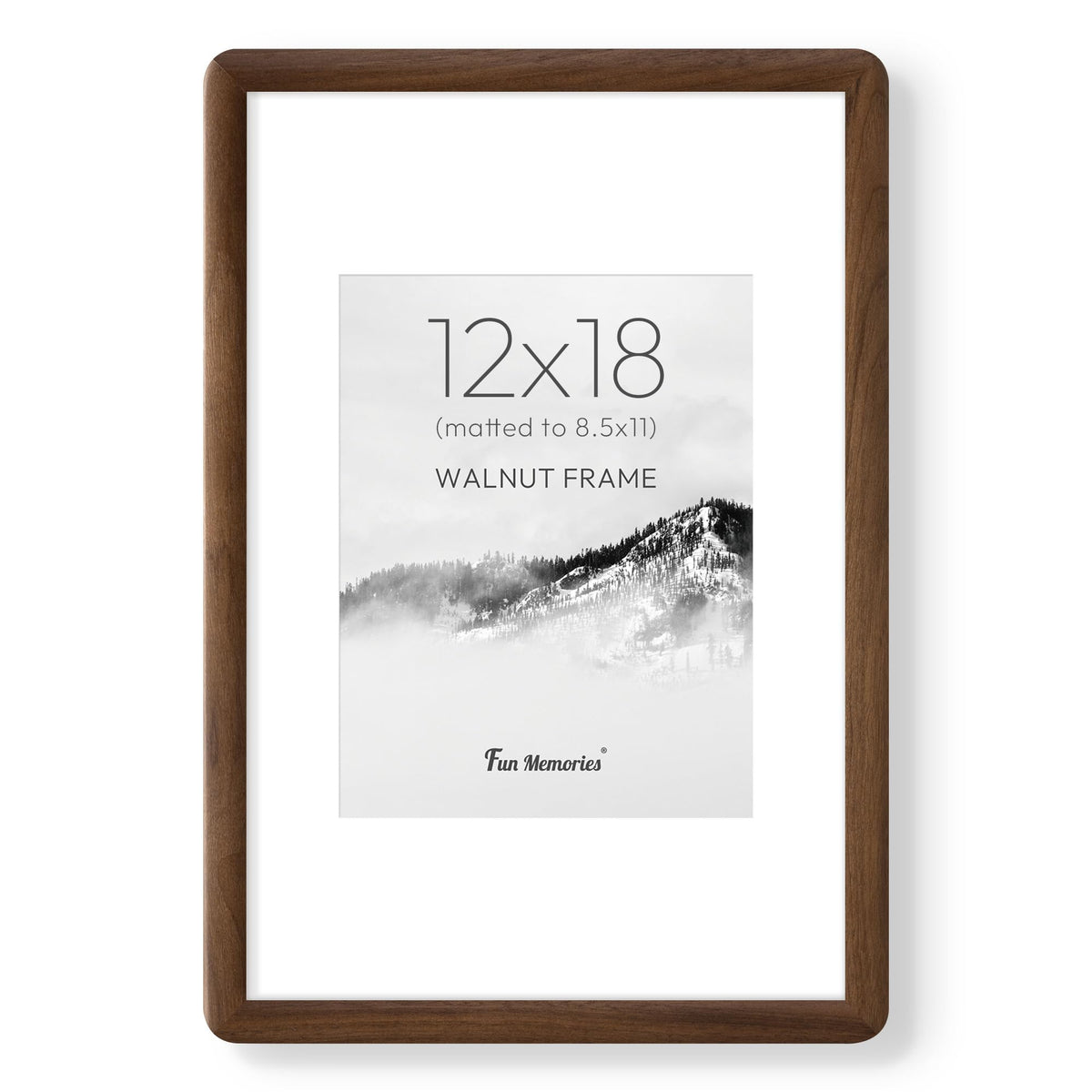 6x6 Picture Frame, USA-Sourced Walnut Wood Photo Frame with Tempered Glass, Handcrafted Rustic Farmhouse Frame for Wall & Tabletop Display, Matted to 4x4