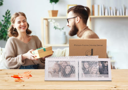 Double 5x7 Horizontal Picture Frame, White Clean-Lined Wood