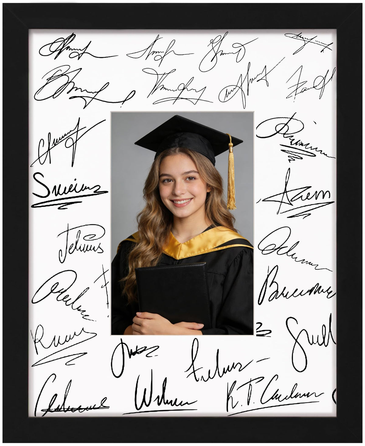 eletecpro 11x14 Signable Picture Frame with Clear Acrylic Cover, Signature Photo Frame with Mat Display 5x7 Photo for Tabletop or Wall, Wedding Guest Book Alternative, Graduation Decoration, Black