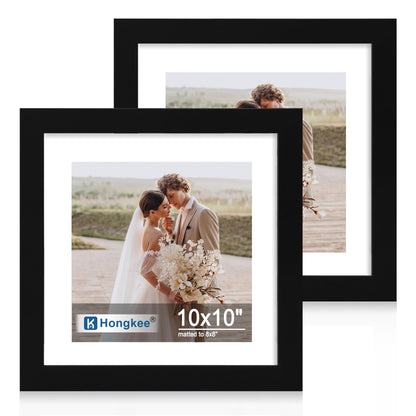 Hongkee 8x11 Picture Frame Set of 2, Real Glass, Rustic Brown Wood Frame