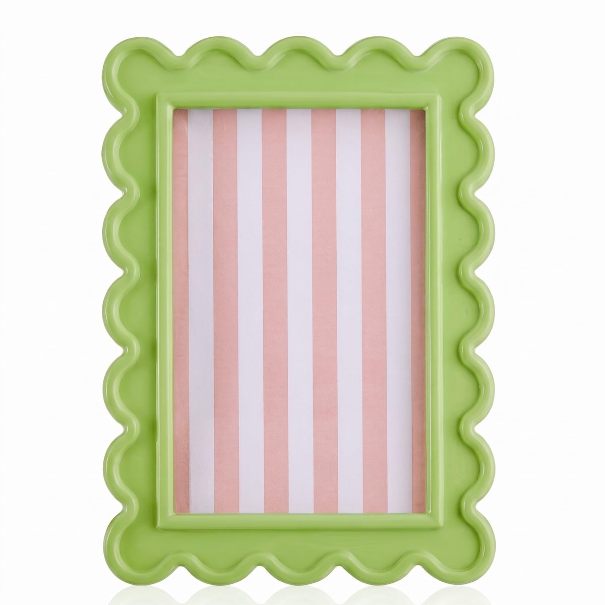 AceOrbit 4x6 Inches Light Green Flower Wavy Scalloped Picture Frame Cute