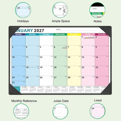 Large Desk Calendar 2027-2028 17'' X 22'' with Desktop Mat18 Months
