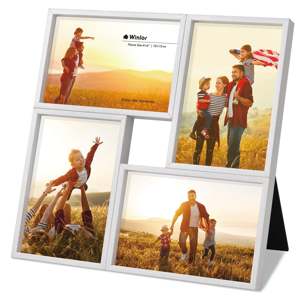 3.5x5 Collage Picture Frame 4 Openings, FSC Certified MDF Wood Family Photo Frame with HD Glass for Desktop & Wall Mount, Multi Picture Frames Set for Baby Nursery Room Decor, Natural