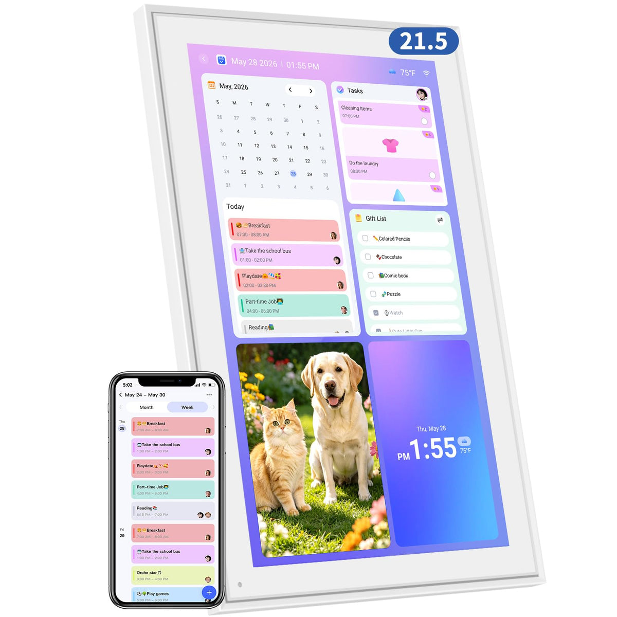10.1" Digital Calendar, Full HD Smart Display for Family Organizer