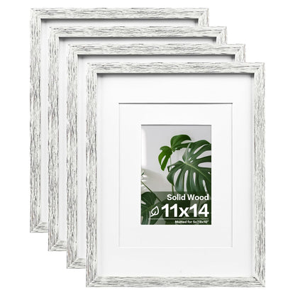 Egofine 8x10 Picture Frames Set of 4, Made of Solid Wood Covered by Plexiglass 4x6 and 5x7 with Mat or 8x10 without Mat, for Table Top Display and Wall Mounting Photo Frame Black
