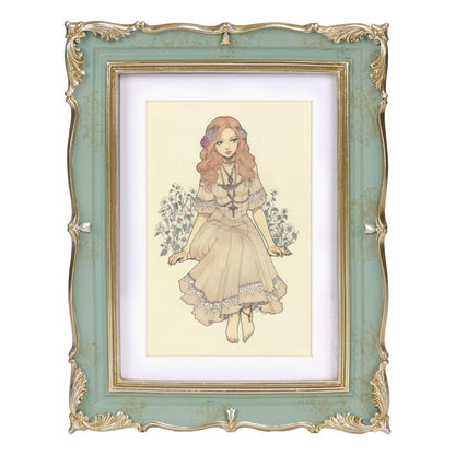 PHAREGE Vintage Picture Frame with Mat for 5x7 Photo, Retro Green Gold