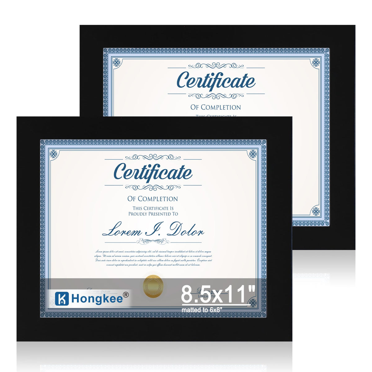 Hongkee 8x11 Picture Frame Set of 2, Real Glass, Rustic Brown Wood Frame