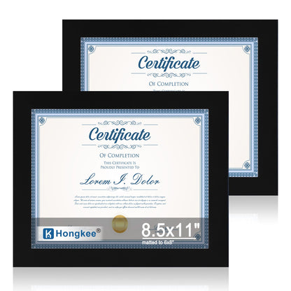 Hongkee 8x11 Picture Frame Set of 2, Real Glass, Rustic Brown Wood Frame
