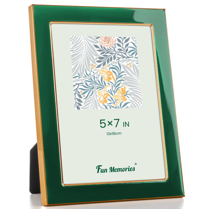 Fun Memories 4x6 Enamel Picture Frame with HD-Tempered Glass, Gold Metal Edge with Easel, Vertical & Horizontal Display, Wall and Tabletop Display Family Photo Gallery (White Enamel,1P)