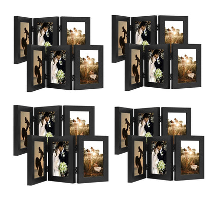 Golden State Art, 5x7 Triple Picture Frame Black- Real Glass, 1 Pack