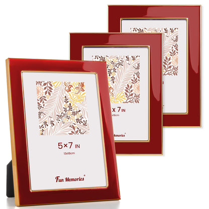 Fun Memories 4x6 Enamel Picture Frame with HD-Tempered Glass, Gold Metal Edge with Easel, Vertical & Horizontal Display, Wall and Tabletop Display Family Photo Gallery (White Enamel,1P)